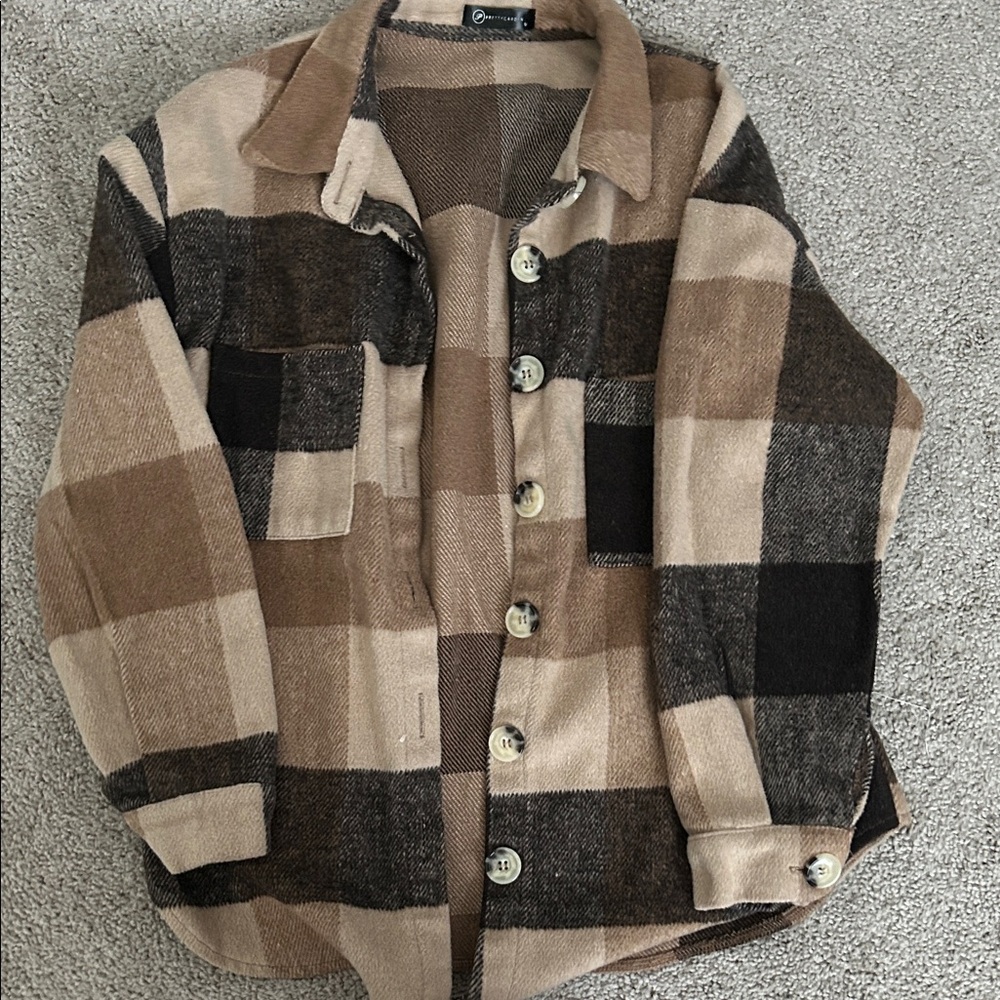 Plaid Button Down Shirt - Brown and Black